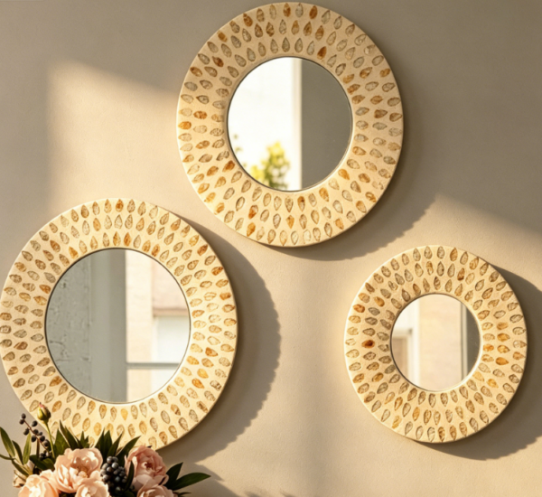 Natural Mother of Pearl Mirrors — 3 Piece Bohemian Set