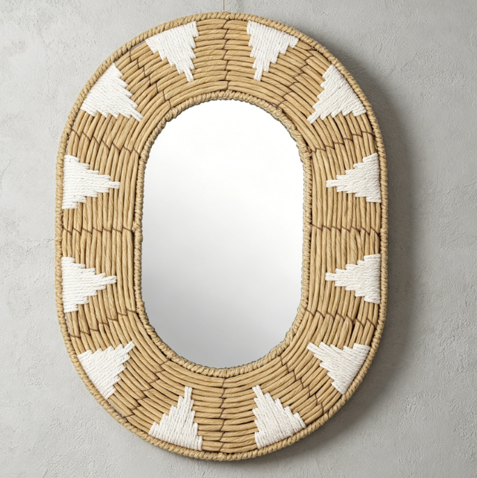Seagrass Woven Oval Mirror — Pastoral Wall Decor